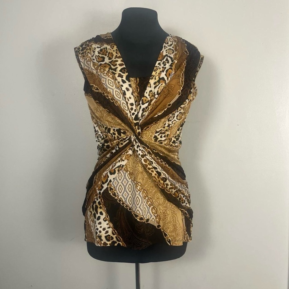 Cache Leopard and Geometric Print Women's Blouse